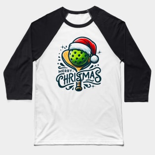 Merry Christmas Pickleball Pickle Ball and Paddle Santa Baseball T-Shirt